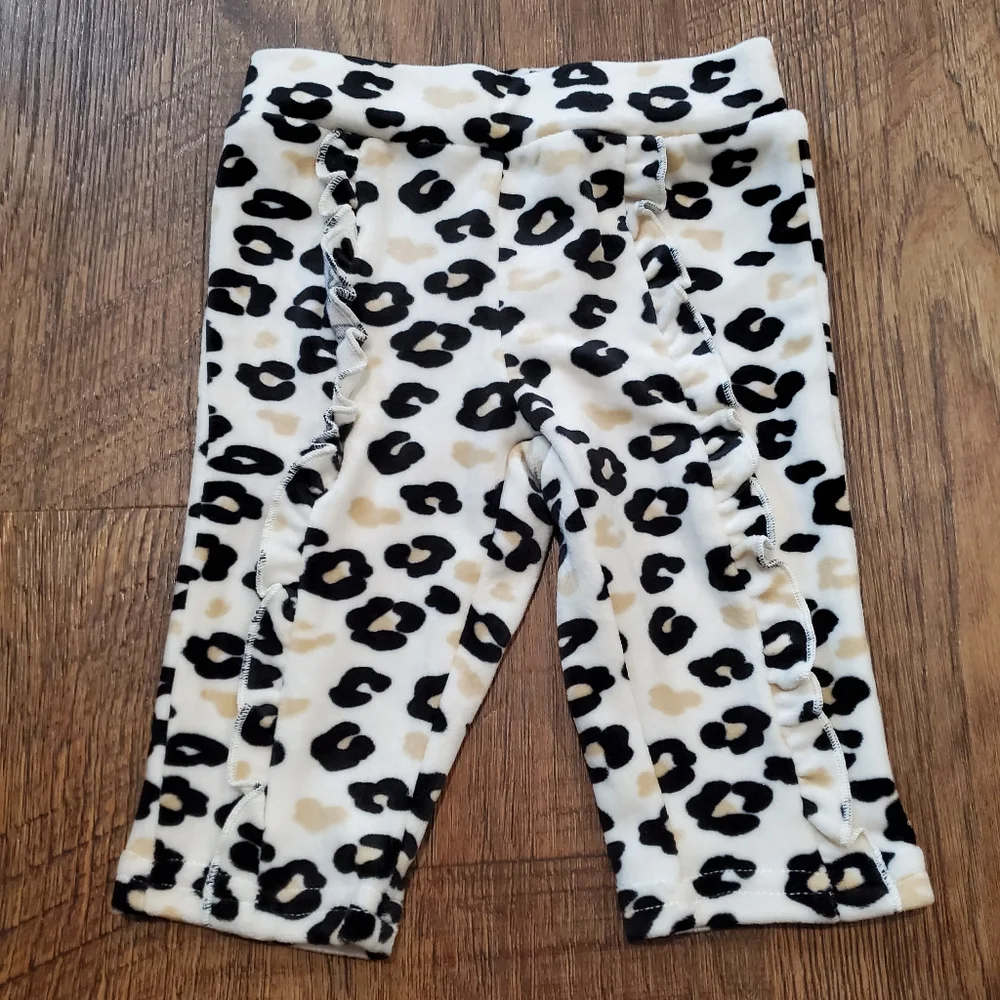 Wonder Nation Baby Girl Matching Set Velour Sweatsuit Leopard Print Ruffle 0-3M
